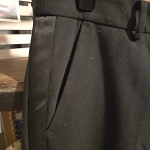 LOFT Black Flat-Front Women's Dress Pants With Tuxedo Detail